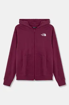 The North Face hanorac de bumbac pentru copii FZ OVERSIZE LIGHT HOODIE culoarea violet, cu gluga, cu imprimeu, NF0A89HG6EO1 imagine