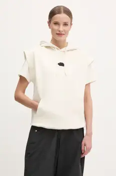 The North Face hanorac de bumbac Relaxed femei, culoarea bej, cu gluga, neted, NF0A8BW2QLI1 imagine