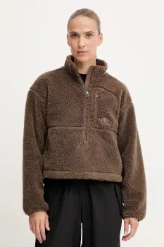 The North Face hanorac fleece TNF Extreme Pile culoarea maro, cu gluga, uni, NF0A88ZC1OI1 imagine