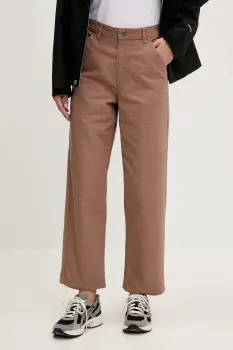 The North Face pantaloni de bumbac Cedar Canvas Work culoarea maro, drept, high waist, NF0A8B9D6IH1 imagine