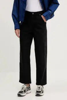 The North Face pantaloni de bumbac Cedar Canvas Work culoarea negru, drept, high waist, NF0A8B9DJK31 imagine