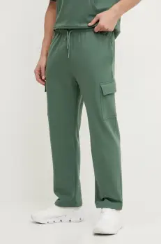 The North Face pantaloni de trening din bumbac barbati, culoarea verde, neted, NF0A8C2YHCH1 imagine