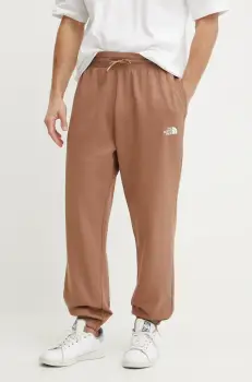 The North Face pantaloni de trening Essential Relaxed barbati, culoarea maro, neted, NF0A8C1F6IH1 imagine