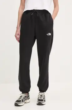 The North Face pantaloni de trening Essential Relaxed femei, culoarea negru, neted, NF0A8C1GJK31 imagine