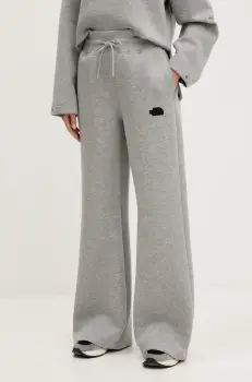 The North Face pantaloni de trening Wide Leg femei, culoarea gri, melanj, NF0A8C25EC41 imagine