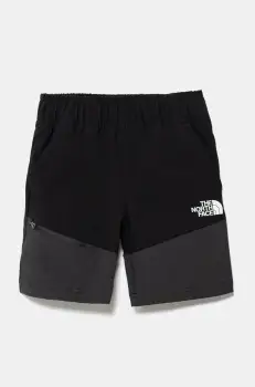 The North Face pantaloni scurti copii TEEN HIKE SHORT culoarea negru, cu imprimeu, talie reglabila, NF0A8AY2KT01 imagine