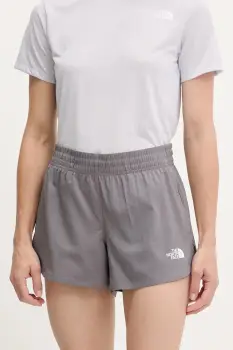 The North Face pantaloni scurti de antrenament Flex culoarea gri, uni, high waist, NF0A8BPV0UZ1 imagine
