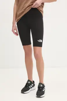 The North Face pantaloni scurti Simple Dome femei, culoarea negru, neted, high waist, NF0A8C2HJK31 imagine