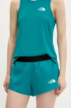 The North Face pantaloni scurti sport Breeze femei, culoarea verde, cu imprimeu, high waist, NF0A8BNX6GO1 imagine