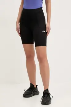 The North Face pantaloni scurti sport Refina femei, culoarea negru, neted, high waist, NF0A8EF7JK31 imagine