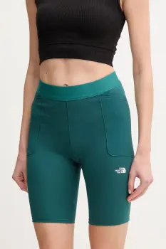 The North Face pantaloni scurti sport Refina femei, culoarea verde, neted, high waist, NF0A8EF76GI1 imagine