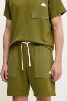 The North Face pantaloni scurti Terry Regular culoarea verde, NF0A8C29PIB1 imagine