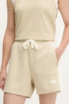 The North Face pantaloni scurti Terry Relaxed culoarea bej, uni, high waist, NF0A8C273X41 imagine