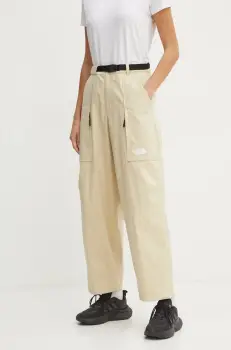The North Face pantaloni TNF x Yinka Ilori femei, culoarea bej, drept, high waist, NF0A89GH3X41 imagine