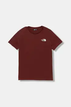 The North Face tricou copii TEEN SIMPLE DOME REGULAR SS TEE culoarea bordo, uni, NF0A87T40VO1 imagine