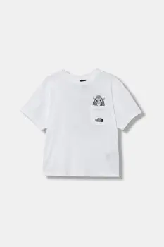 The North Face tricou de bumbac pentru copii B SPORTS OVERSIZED POCKET SS TEE - GRAPH culoarea alb, cu imprimeu, NF0A8EAKFN41 imagine