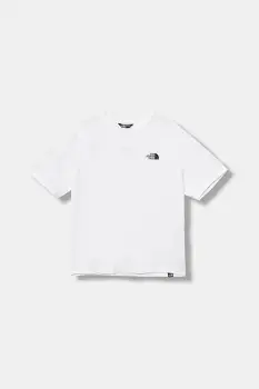 The North Face tricou de bumbac pentru copii TEEN ESSENTIAL OVERSIZE SS TEE culoarea alb, cu imprimeu, NF0A8EFPFN41 imagine