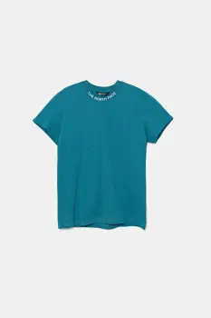 The North Face tricou de bumbac pentru copii TEEN NEW SS ZUMU TEE culoarea turcoaz, modelator, NF0A877S6HO1 imagine