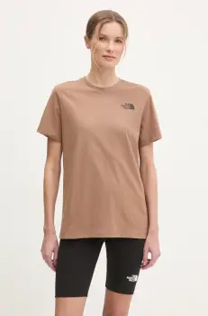The North Face tricou din bumbac Box Relaxed femei, culoarea maro, NF0A87NK6E11 imagine