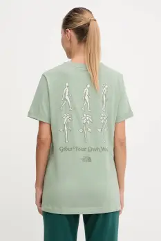 The North Face tricou din bumbac Connect Relaxed culoarea verde, NF0A8E41BQ11 imagine