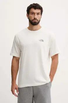 The North Face tricou din bumbac culoarea bej, cu imprimeu, NF0A8E4EQLI1 imagine