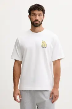 The North Face tricou din bumbac culoarea bej, cu imprimeu, NF0A8F2RFN41 imagine