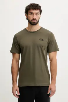 The North Face tricou din bumbac culoarea verde, cu imprimeu, NF0A8E3HFA41 imagine