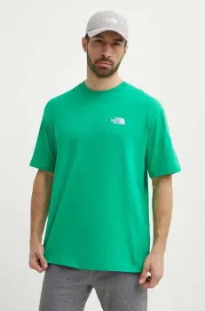 The North Face tricou din bumbac Essential barbati, culoarea verde, cu imprimeu, NF0A87NRPO81 imagine