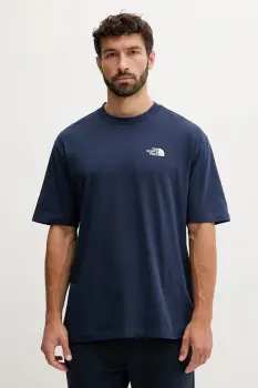 The North Face tricou din bumbac Essential culoarea bleumarin, cu imprimeu, NF0A87NR8K21 imagine