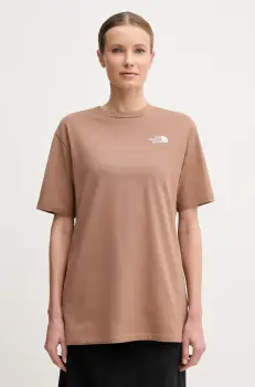 The North Face tricou din bumbac Essential femei, culoarea maro, NF0A87NQ6IH1 imagine