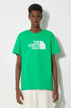 The North Face tricou din bumbac M S/S Easy Tee barbati, culoarea verde, cu imprimeu, NF0A87N5PO81 imagine