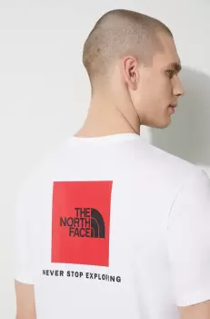 The North Face tricou din bumbac M S/S Redbox Tee barbati, culoarea alb, cu imprimeu, NF0A87NPFN41 imagine