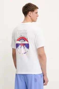 The North Face tricou din bumbac Never Stop Relaxed culoarea alb, cu imprimeu, NF0A8C3AFN41 imagine