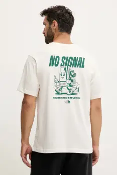The North Face tricou din bumbac No Signal culoarea bej, cu imprimeu, NF0A8F2MQLI1 imagine