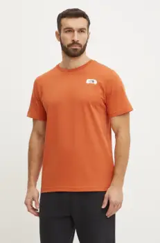 The North Face tricou din bumbac Outdoor Graphic barbati, culoarea portocaliu, cu imprimeu, NF0A8C1Z6IG1 imagine