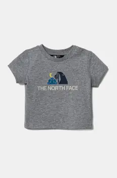 The North Face tricou din bumbac pentru bebelusi BABY GRAPHIC S/S TEE culoarea gri, cu imprimeu, NF0A8AXDDYX1 imagine