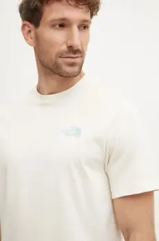 The North Face tricou din bumbac Redbox barbati, culoarea bej, cu imprimeu, NF0A8A3Q9IY1 imagine