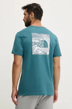 The North Face tricou din bumbac Redbox Celebration culoarea verde, cu imprimeu, NF0A87NVBQ51 imagine