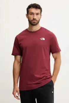 The North Face tricou din bumbac Redbox culoarea bordo, cu imprimeu, NF0A87NPDO31 imagine