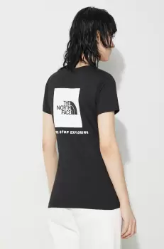 The North Face tricou din bumbac W S/S Redbox Slim Tee femei, culoarea negru, NF0A87NMJK31 imagine