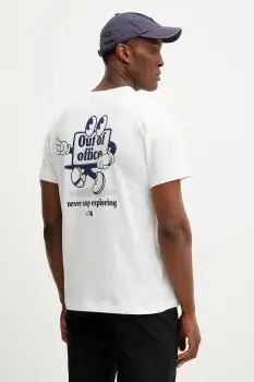 The North Face tricou din bumbac WAMFC culoarea alb, cu imprimeu, NF0A8C30FN41 imagine