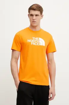 The North Face tricou Easy barbati, culoarea portocaliu, cu imprimeu, NF0A8A6CB3O1 imagine