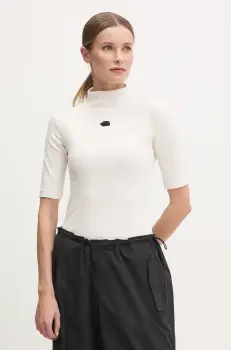 The North Face tricou femei, culoarea bej, cu turtleneck, NF0A89C3QLI1 imagine