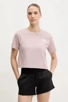 The North Face tricou Simple Dome Cropped Slim femei, culoarea portocaliu, NF0A87U40SO1 imagine