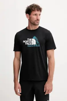 The North Face tricou sport Mountain Foundation culoarea negru, cu imprimeu, NF0A8E19JK31 imagine
