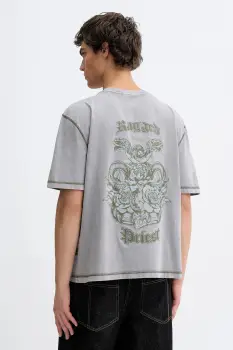 The Ragged Priest tricou din bumbac culoarea gri, cu imprimeu, RPAW252010JS imagine