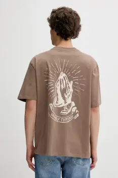 The Ragged Priest tricou din bumbac culoarea maro, cu imprimeu, RPSS252053JS imagine