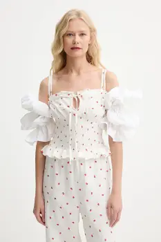 The Sleeper bluza din in culoarea bej, cu imprimeu, ALTP01C093N imagine