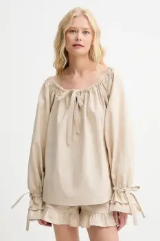 The Sleeper bluza din in culoarea bej, uni, CHBL06P017N imagine