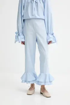 The Sleeper pantaloni din in drept, high waist, CHPT06P010N imagine